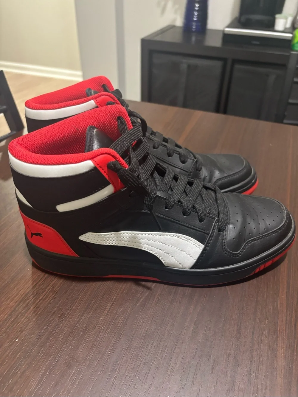 PUMA Rebound LayUp High Top Sneakers Black Red White Men’s